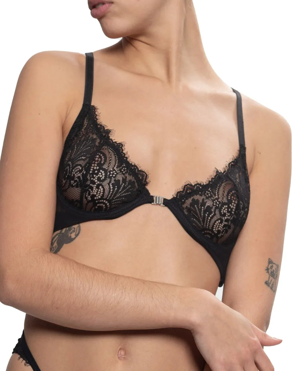 Dorcel - Soutien-Gorge Noir Avec Armatures Et Fermeture Devant, En Dentelle Et Tulle - flash vidéo