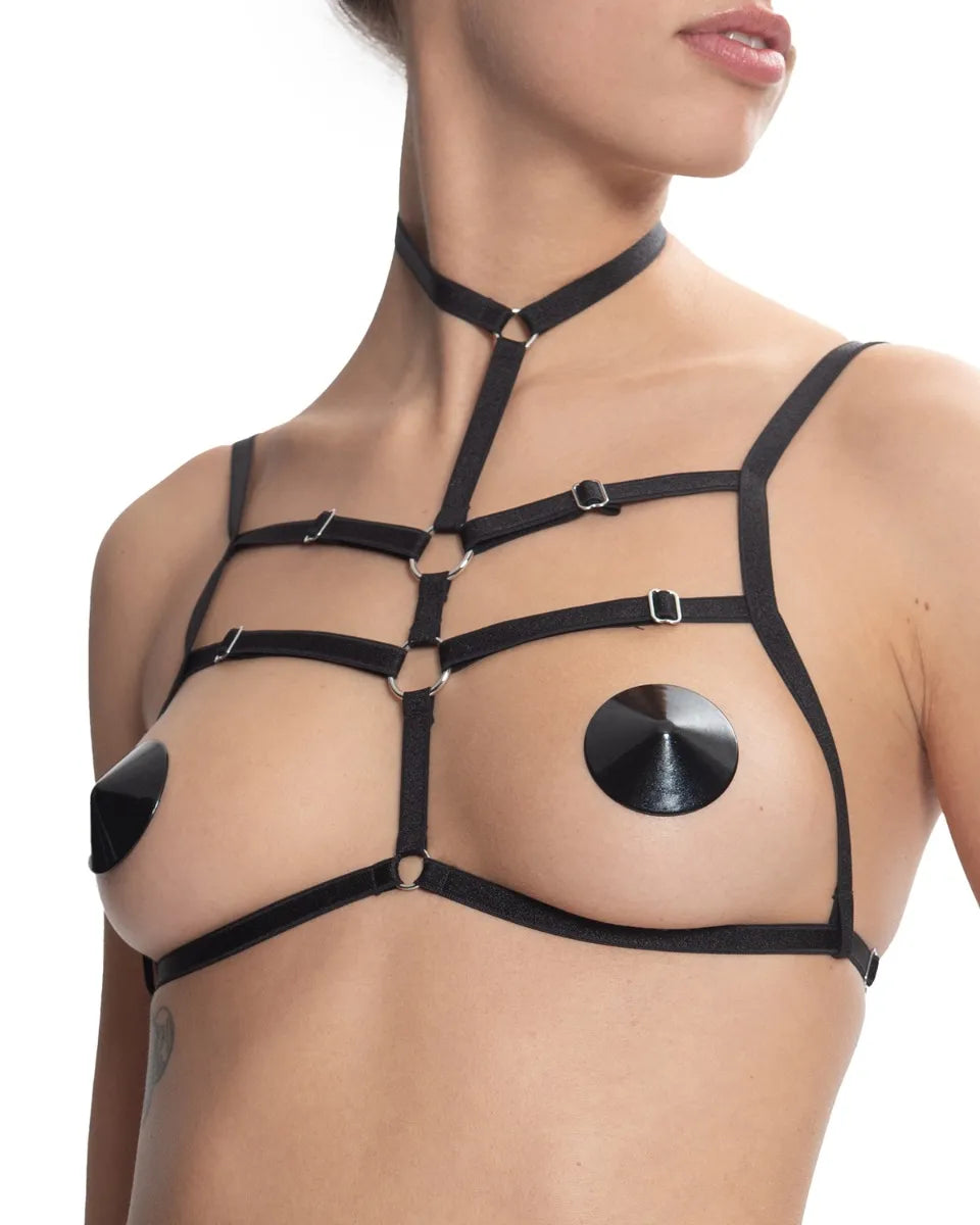 Dorcel - Harnais Soutien Gorge Noir Avec Lanières Réglables Et Chocker - flash vidéo