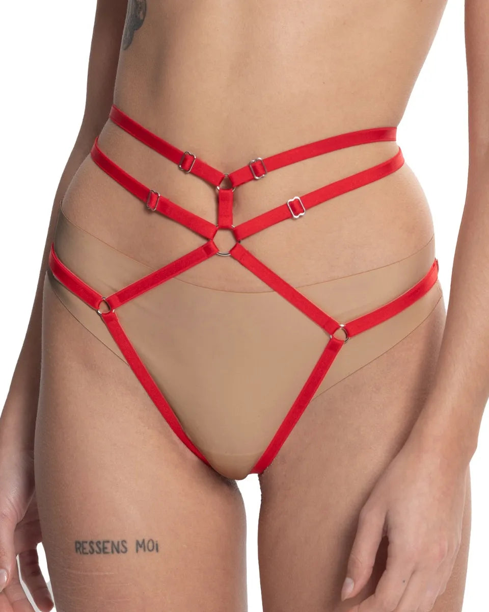 Dorcel - Harnais Bas Rouge Avec Lanières Réglables - flash vidéo