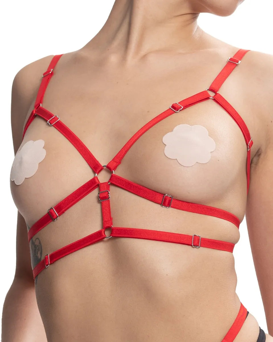 Dorcel - Harnais Soutien Gorge Rouge Avec Lanières Réglables - flash vidéo