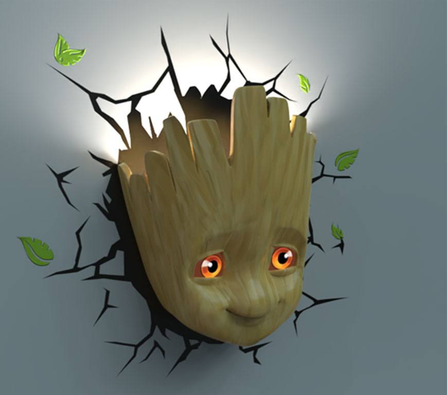 Marvel lampe 3D LED Baby Groot Face 3D