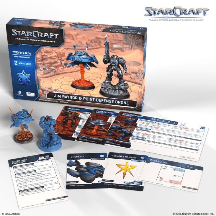 StarCraft TMG héros set d'extension Terran: Jim Raynor & Point Defense Drone