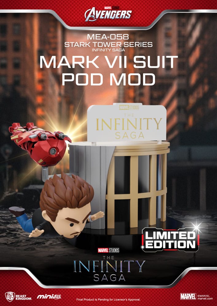 Marvel figurine Mini Egg Attack The Infinity Saga Stark Tower series Tony Stark & Mark VII suit pod mod 12 cm