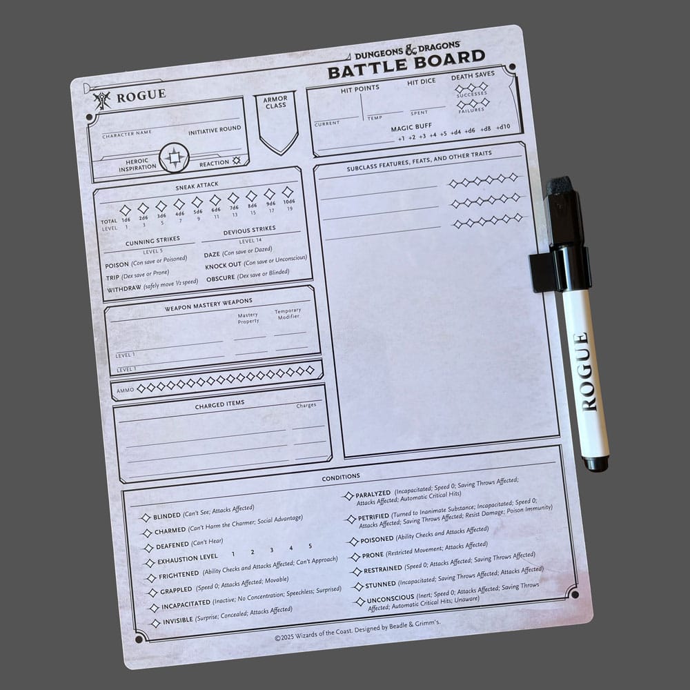 Dungeons & Dragons Battle Board Tableau de combat Voleur (Rogue )