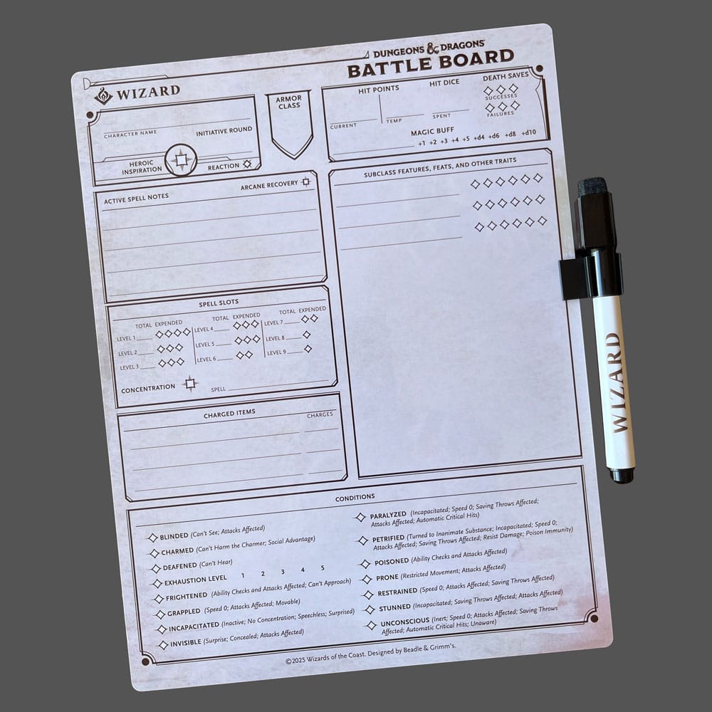 Dungeons & Dragons Battle Board Tableau de combat magicien (Wizard)