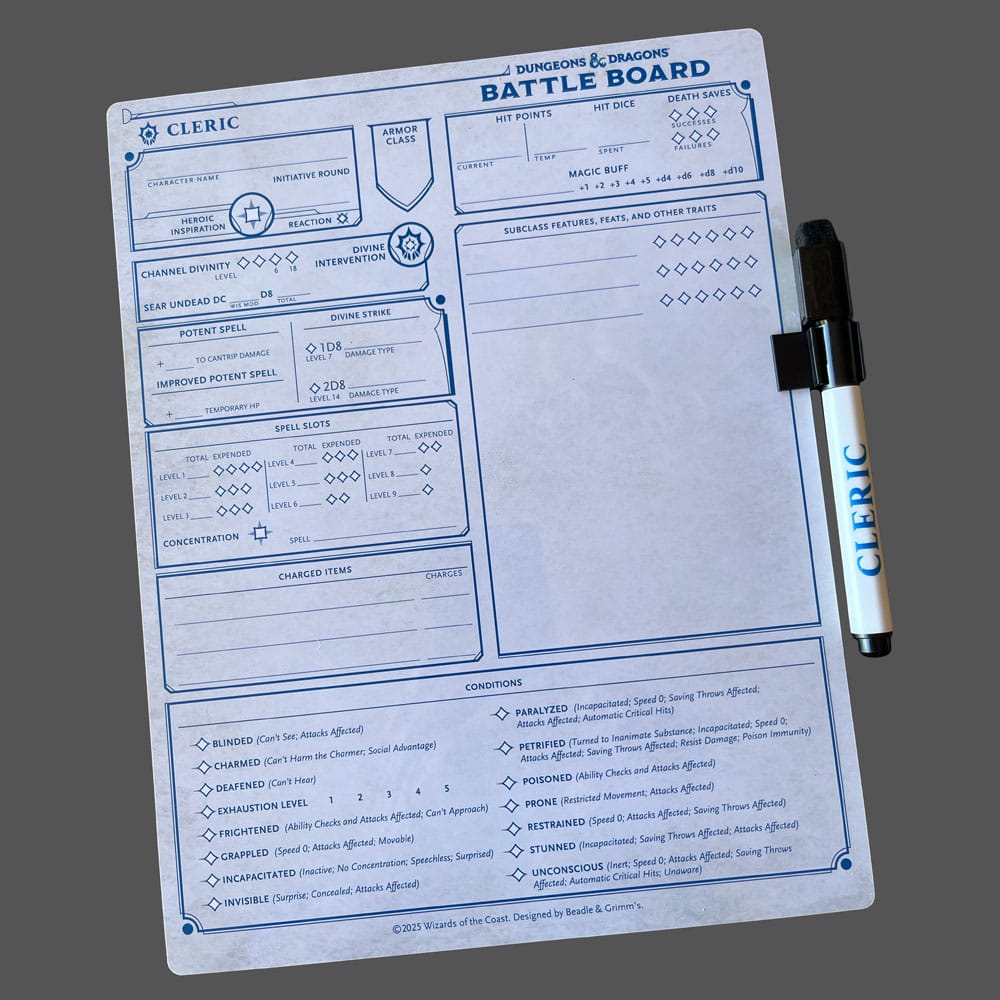 Dungeons & Dragons Battle Board Tableau de combat Clerc