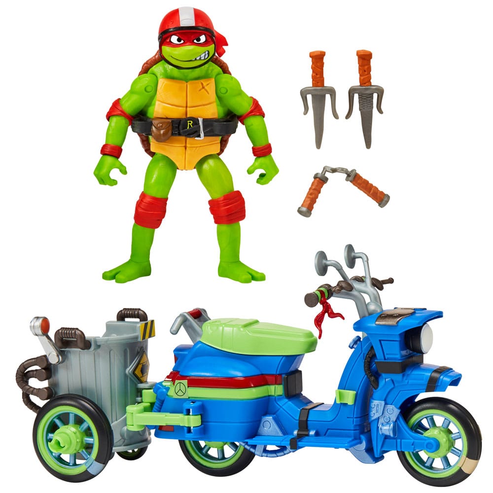 Ninja Turtles : Teenage Years figurine Raphael & Scooter et side-car 11 cm
