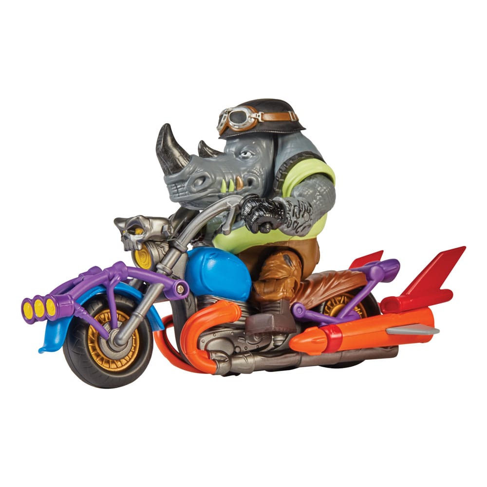 Tortues Ninja Figurine avec véhicule Rocksteady & Chopper 12 cm