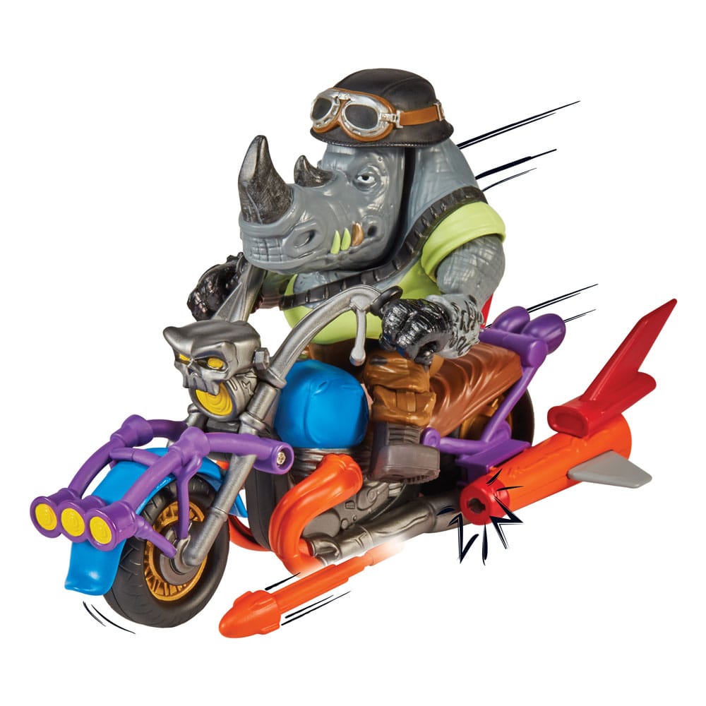 Tortues Ninja Figurine avec véhicule Rocksteady & Chopper 12 cm