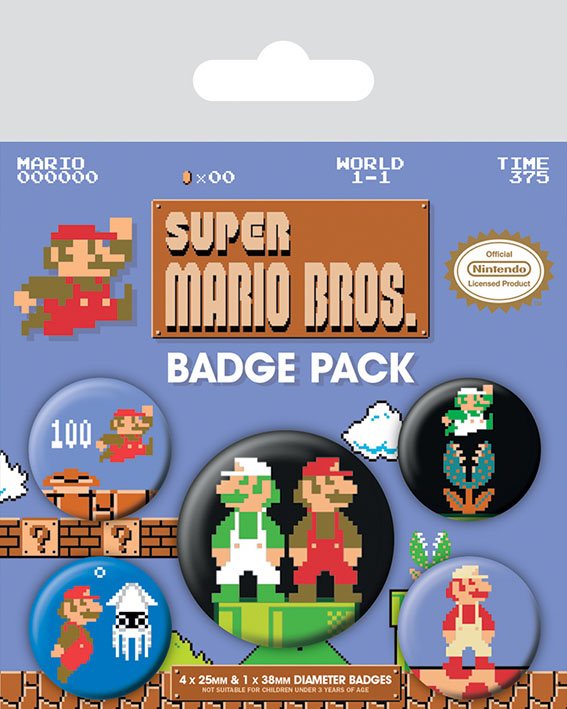 Super Mario Bros. pack 5 badges