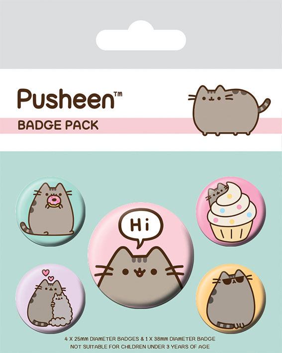 Pusheen pack 5 badges Pusheen Says Hi