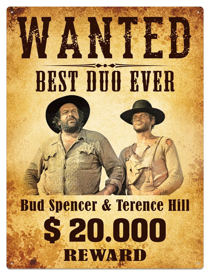 Bud Spencer & Terence Hill panneau métal Wanted 30 x 40 cm