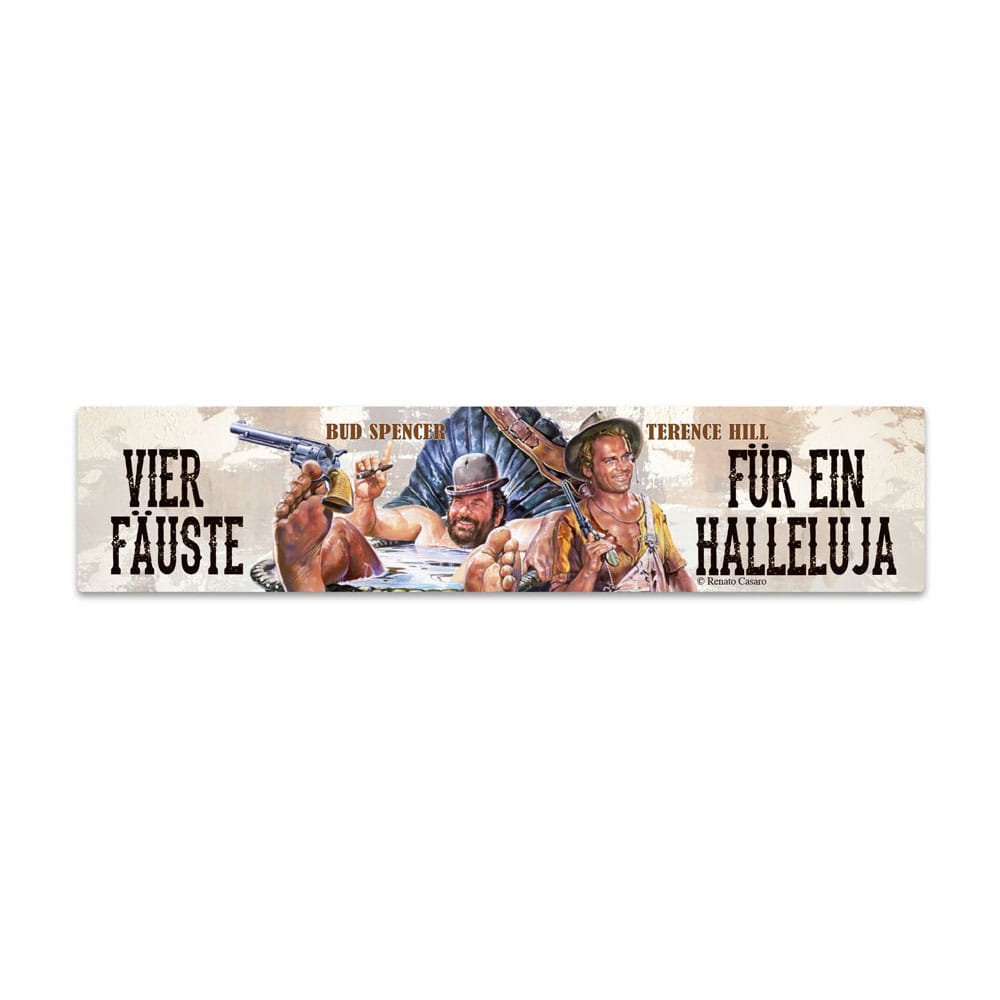 Bud Spencer & Terence Hill panneau métal avec aimant Vier Fäuste für ein Halleluja 16 x 3,5 cm