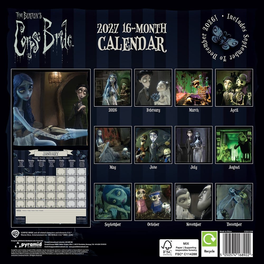 Corpse Bride calendrier 2027 30 x 30 cm