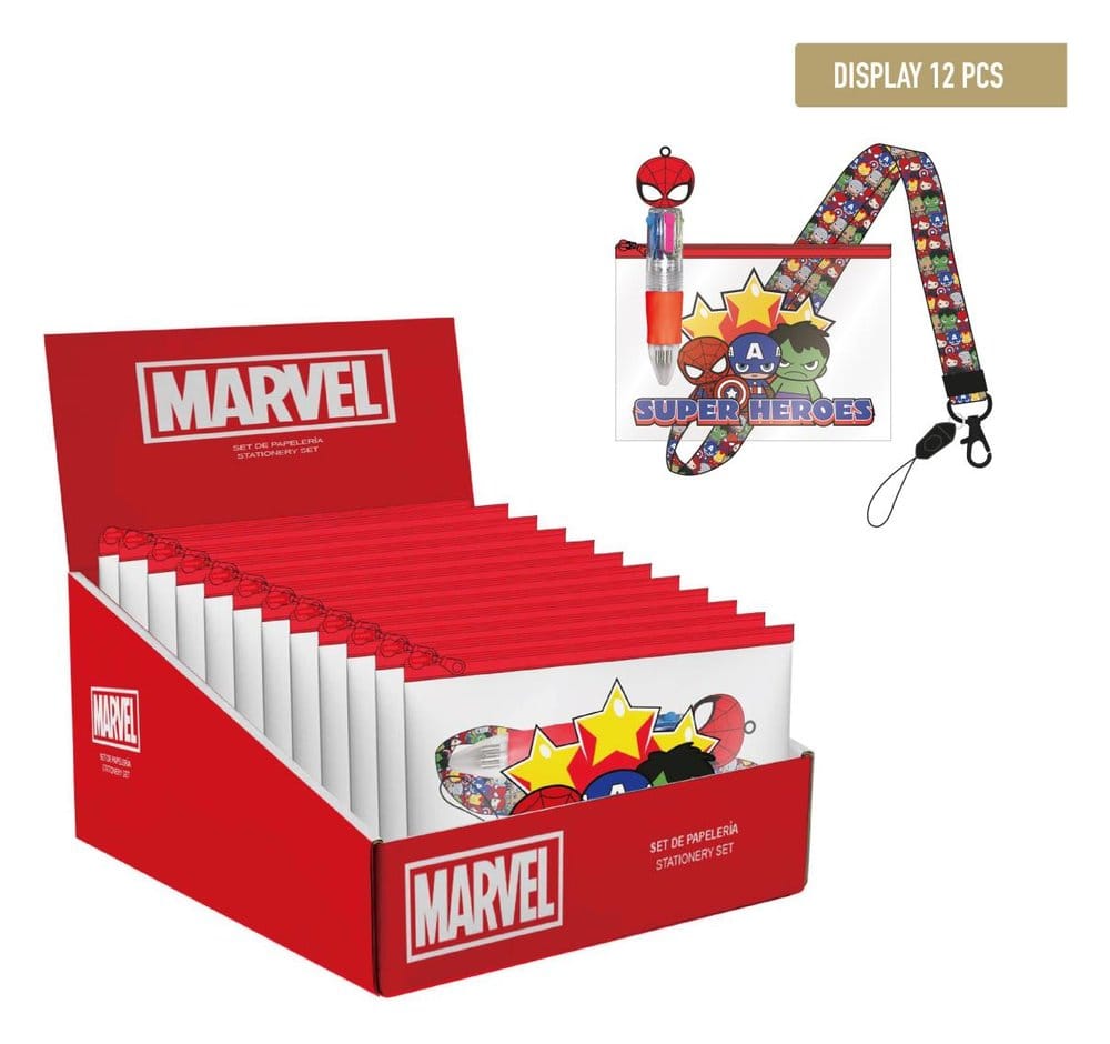 Marvel Set de Papeterie avec Pendentif Super Heroes présentoir (12)