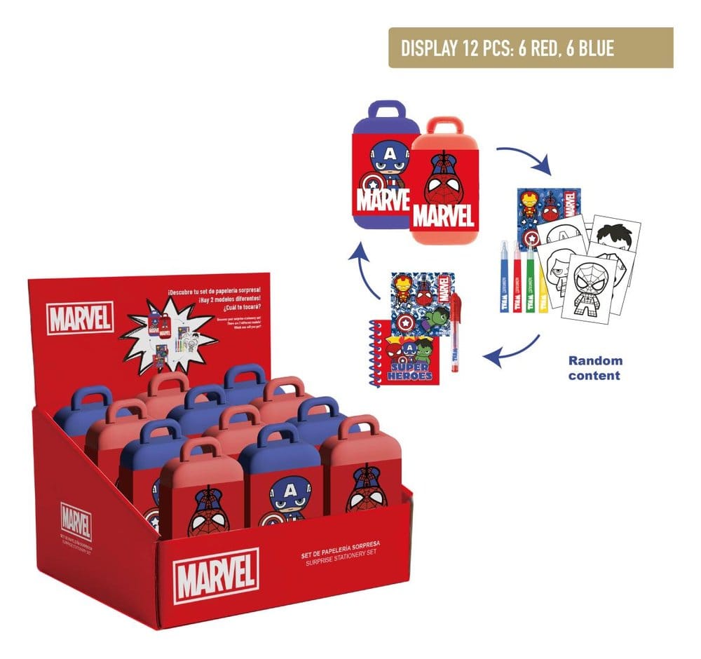 Marvel Set de Papeterie Spider-Man & Captain America blind box assortiment (12)