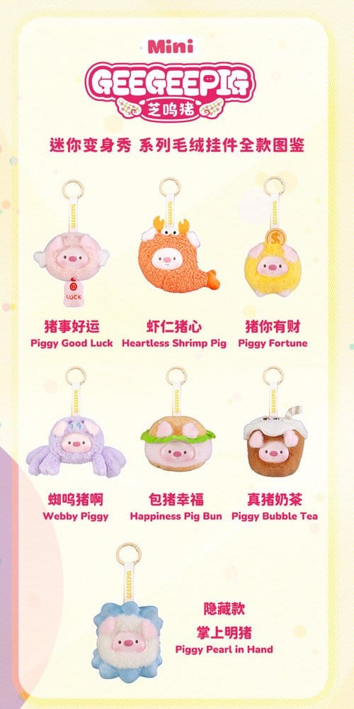 Mini GeeGeePig porte-clés en peluche Mini Transformations 12 cm Blind Box Display (6)