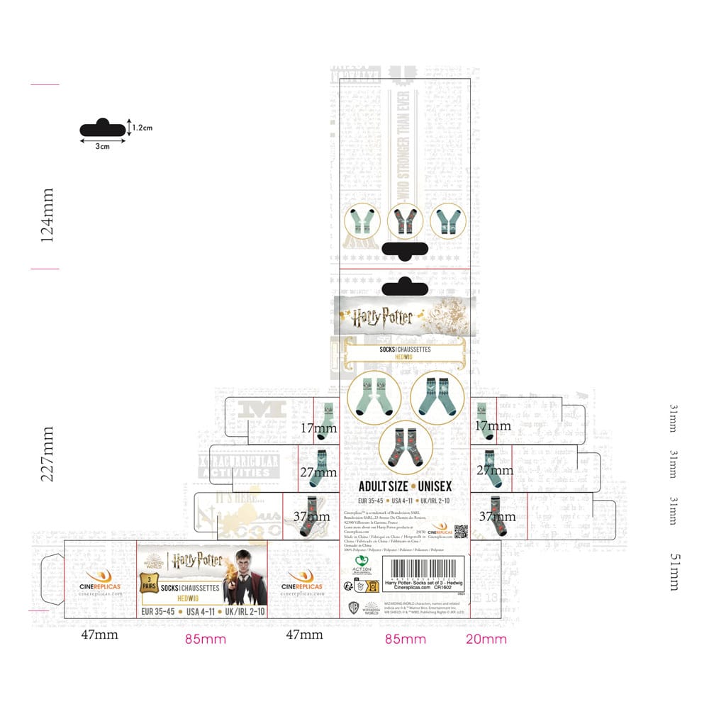 Harry Potter pack 3 paires de chaussettes Hedwig