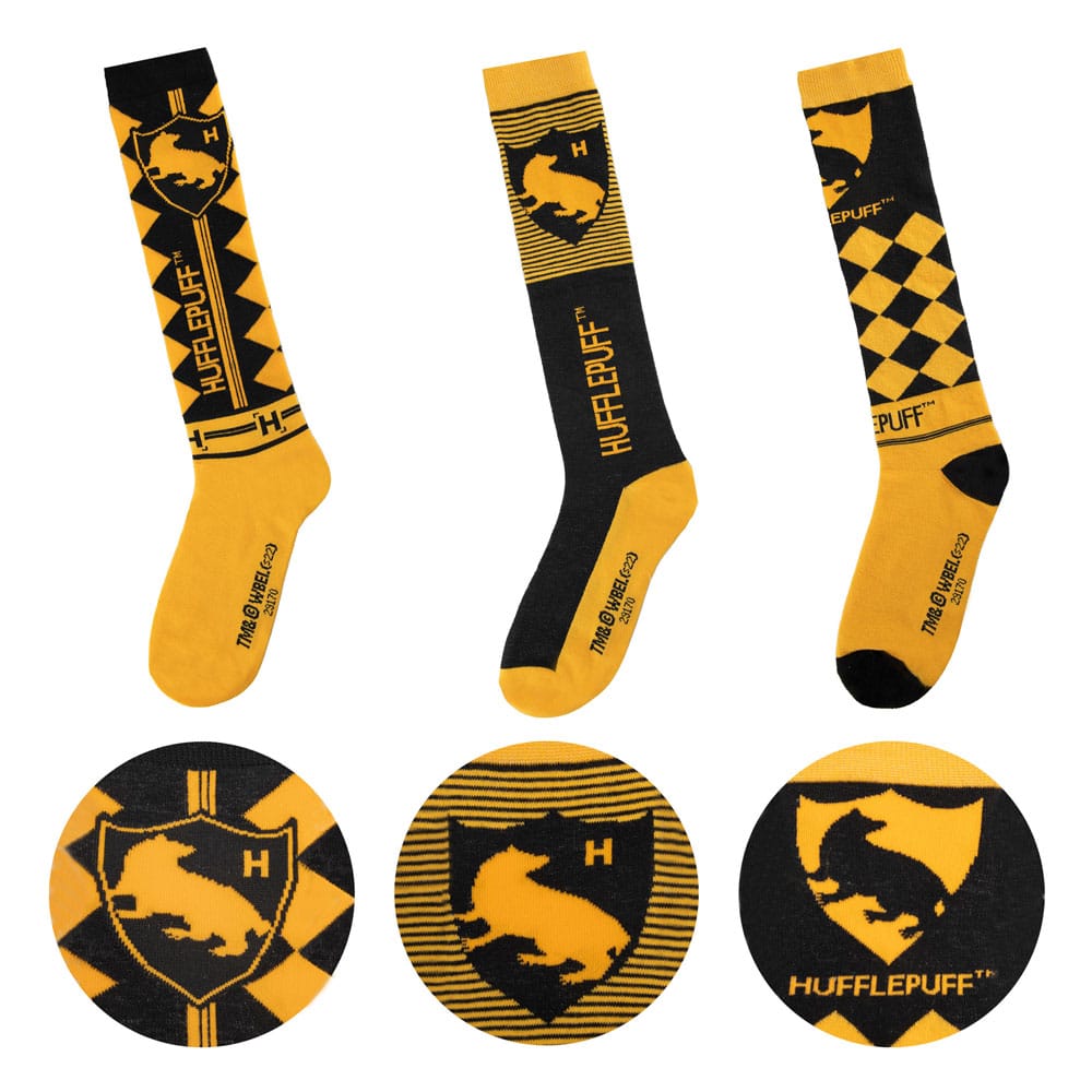 Harry Potter pack 3 paires de chaussettes à genoux Poufsouffle