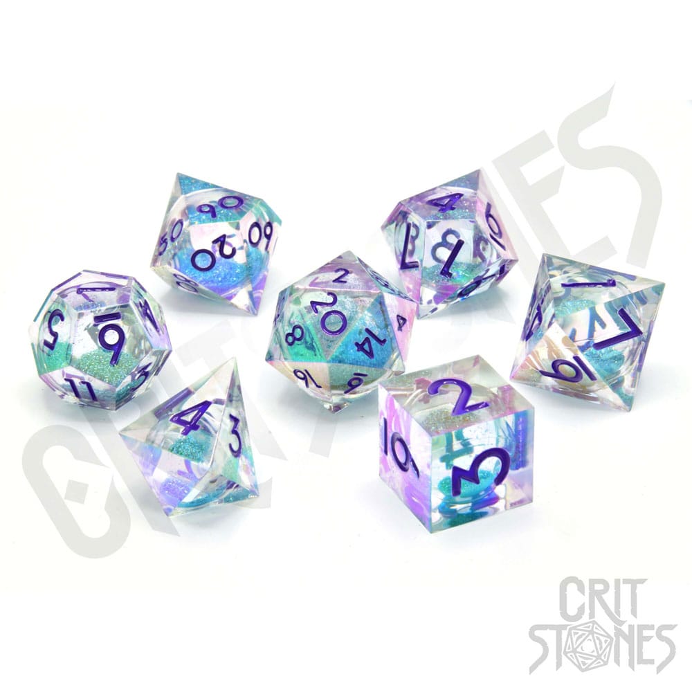 CritStones Liquid Core pack dés Fantasia Fluid Electroplated (7)