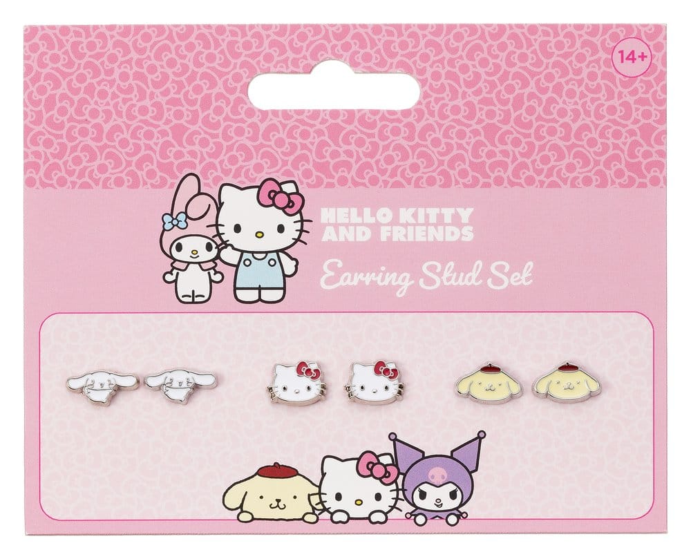 Sanrio Set de Clous d'Oreilles Hello Kitty, Cinnamon Roll et Pompompurin