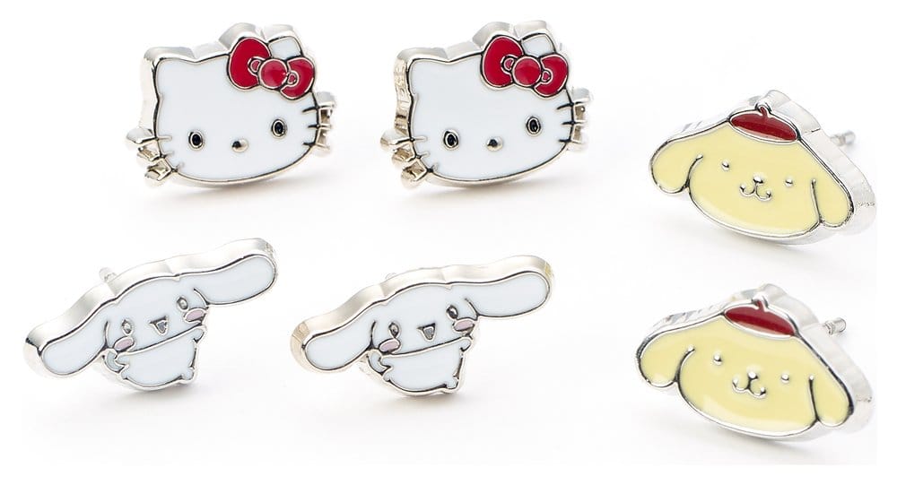 Sanrio Set de Clous d'Oreilles Hello Kitty, Cinnamon Roll et Pompompurin