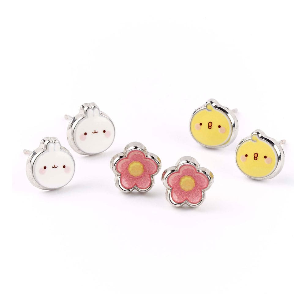 Molang pack 3 boucles d´oreilles Stud Molang and Piu Piu