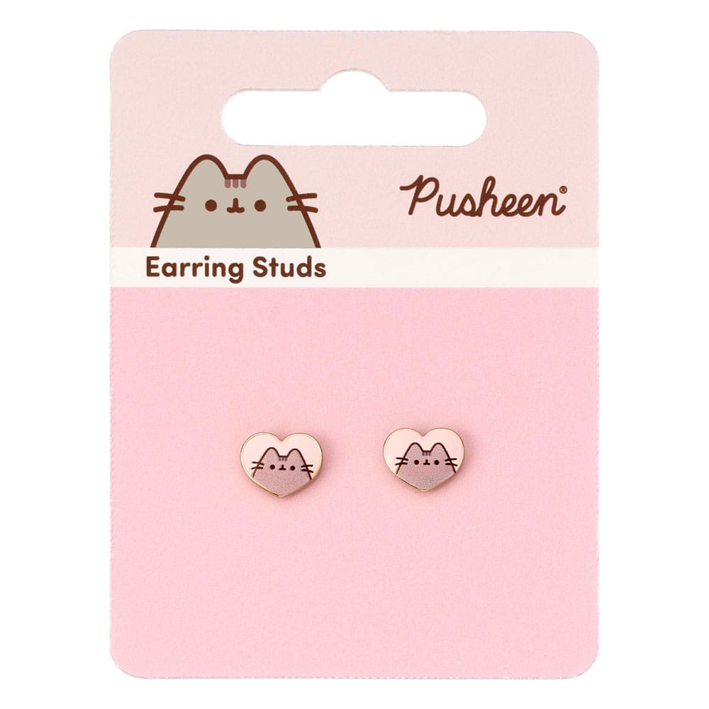 Pusheen boucles d´oreilles Stud Pink and Gold Heart