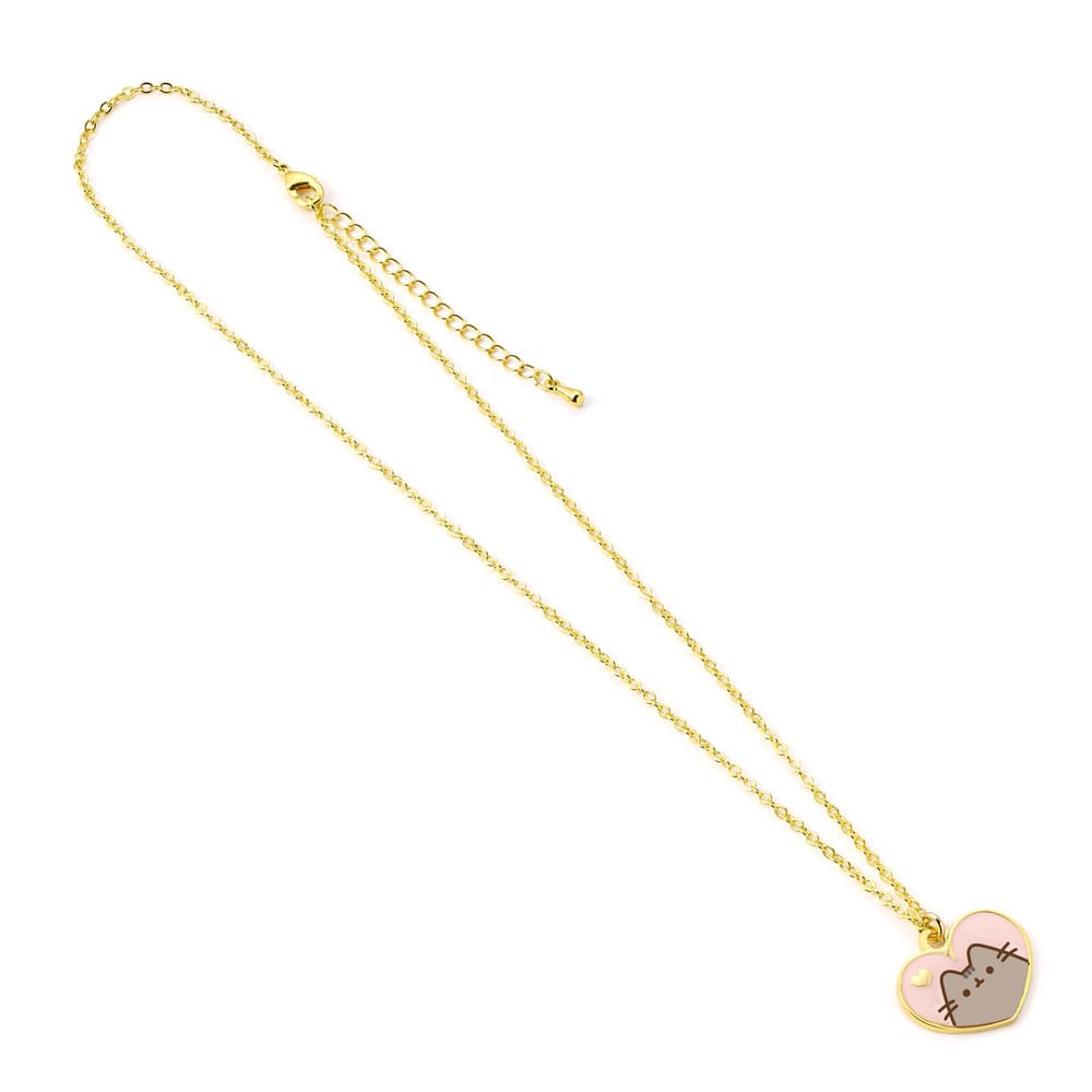 Pusheen pendentif et collier argent Pink and Gold Heart