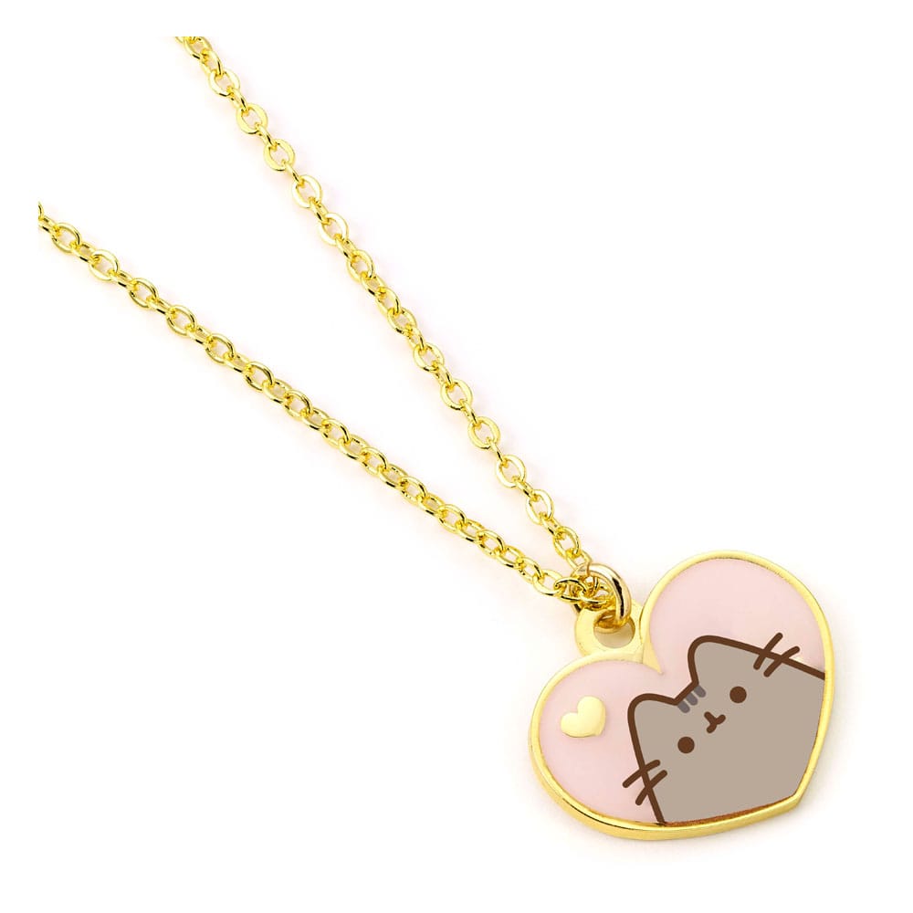 Pusheen pendentif et collier argent Pink and Gold Heart