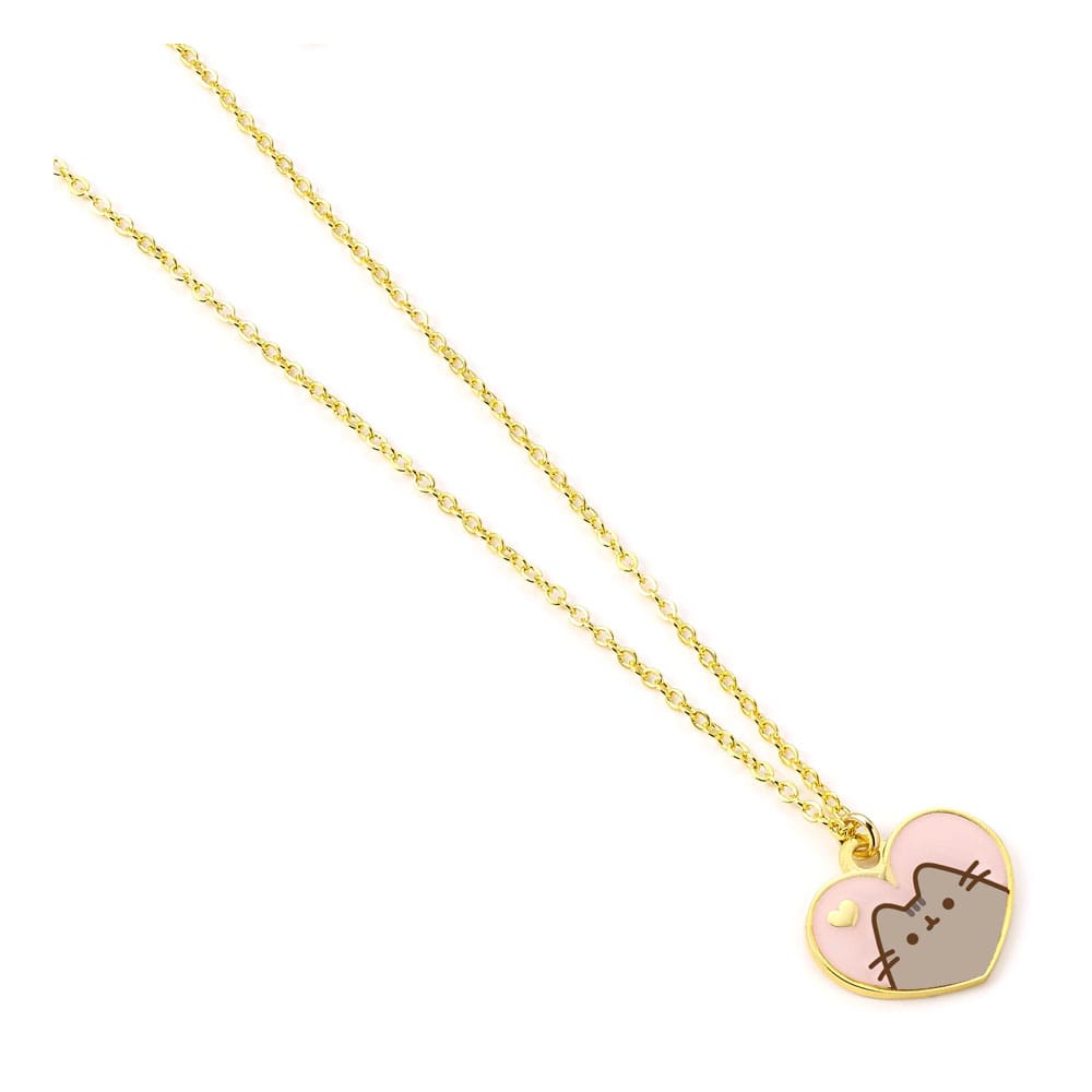 Pusheen pendentif et collier argent Pink and Gold Heart