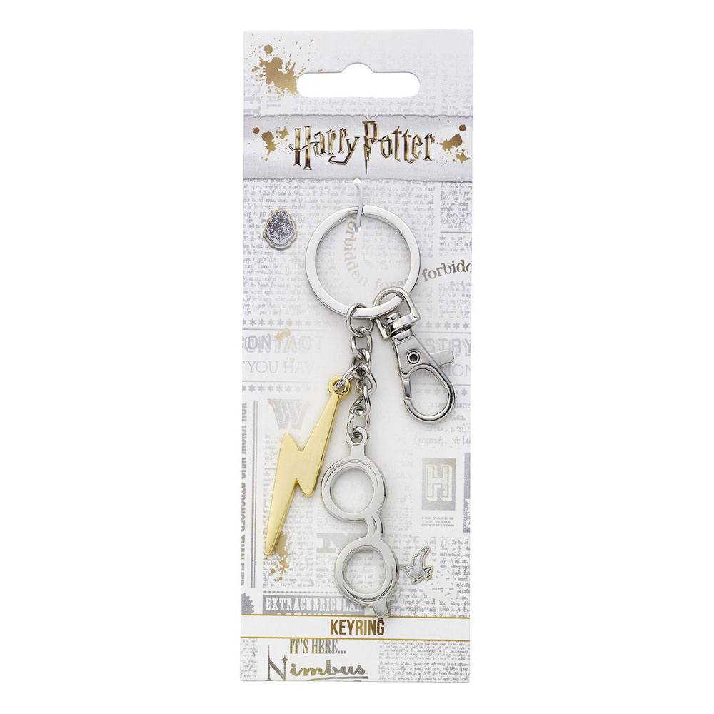 Harry Potter porte-clés Éclair & lunettes (plaqué argent)