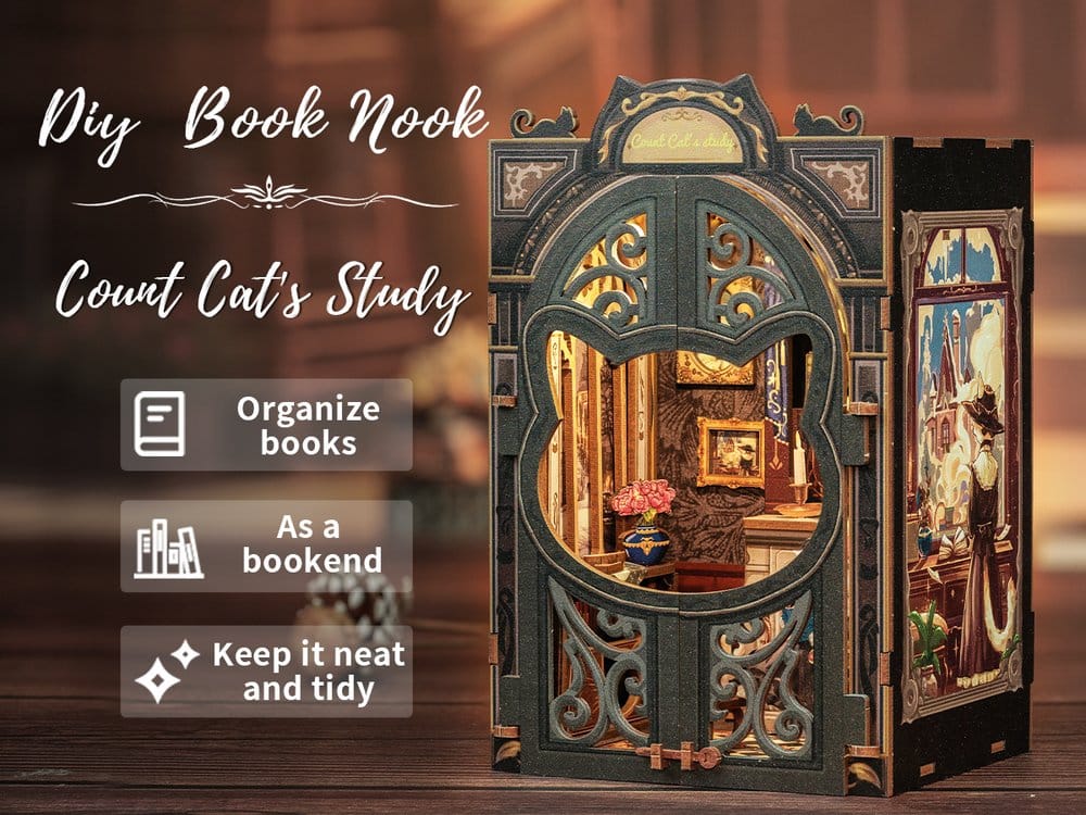 Maquette Book Nook Count Cat´s Study 17 x 12 cm