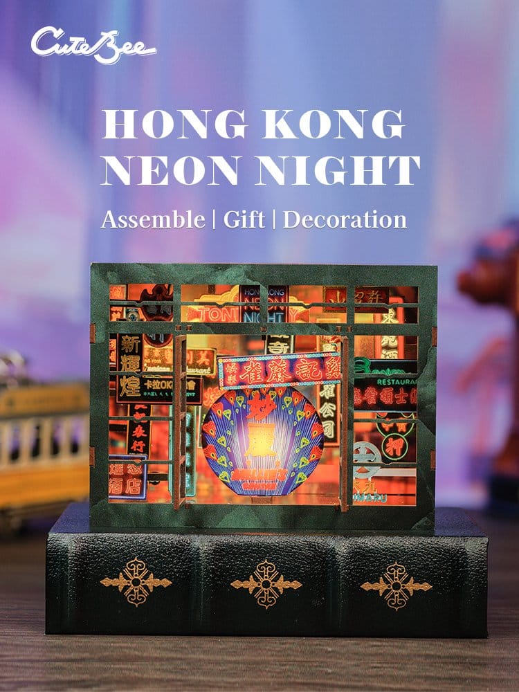 Maquette Book Nook Hong Kong Neon Light 13 x 17 cm