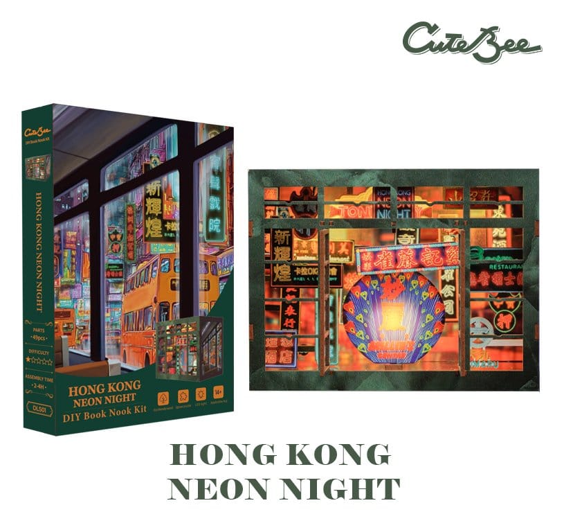 Maquette Book Nook Hong Kong Neon Light 13 x 17 cm