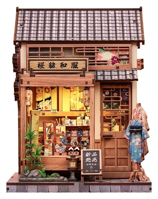 Figurine Model Kit Miniature House Sakura O Kimono Shop 19 x 14 cm
