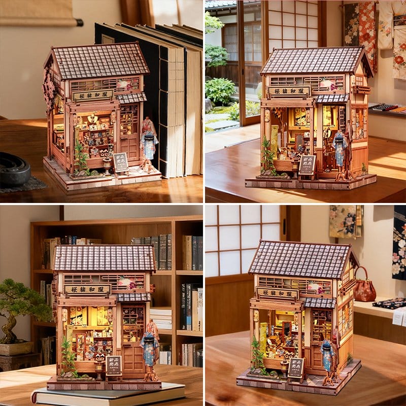Figurine Model Kit Miniature House Sakura O Kimono Shop 19 x 14 cm