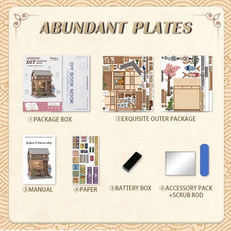 Figurine Model Kit Miniature House Sakura O Kimono Shop 19 x 14 cm