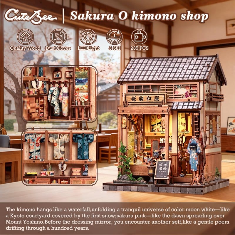 Figurine Model Kit Miniature House Sakura O Kimono Shop 19 x 14 cm