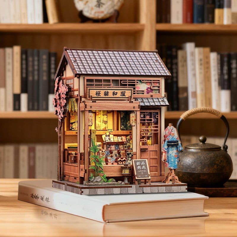 Figurine Model Kit Miniature House Sakura O Kimono Shop 19 x 14 cm
