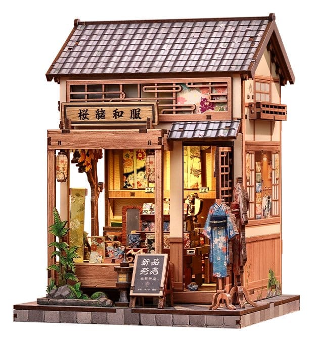 Figurine Model Kit Miniature House Sakura O Kimono Shop 19 x 14 cm