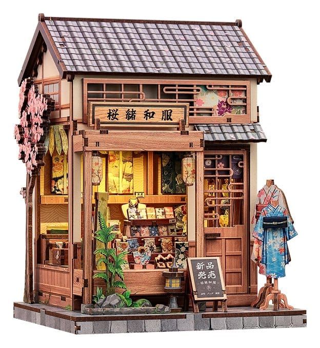 Figurine Model Kit Miniature House Sakura O Kimono Shop 19 x 14 cm