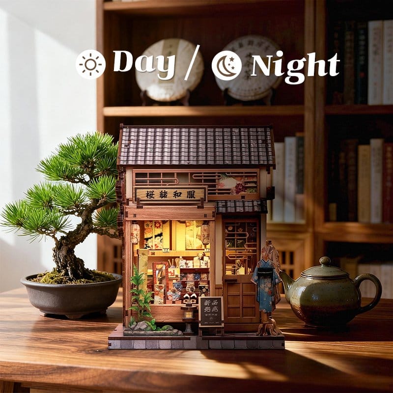 Figurine Model Kit Miniature House Sakura O Kimono Shop 19 x 14 cm