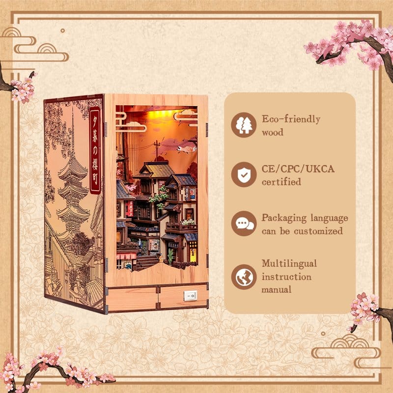Maquette Book Nook Twilight Sakura Path 23 x 12 cm