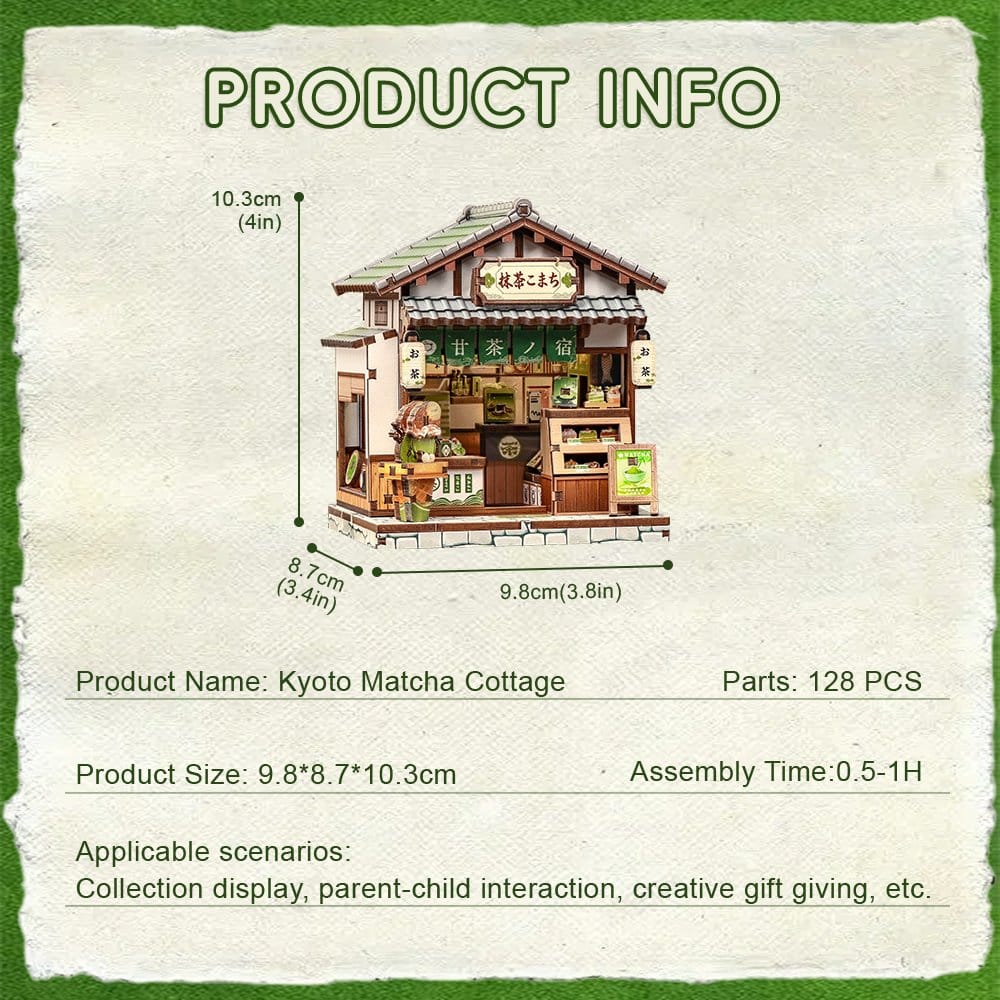 Figurine Model Kit Miniature House Kyoto Matcha Cottage 11 x 9 cm