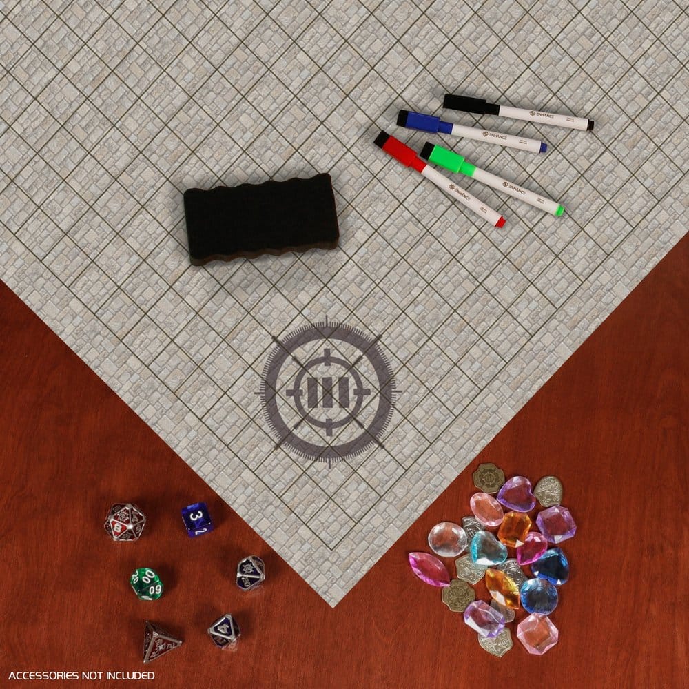 Enhance Tabletop Kit de campagne de tapis quadrillé DnD beige
