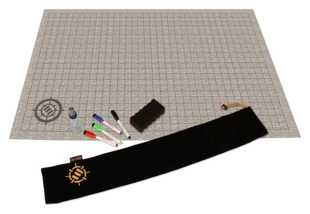 Enhance Tabletop Kit de campagne de tapis quadrillé DnD beige