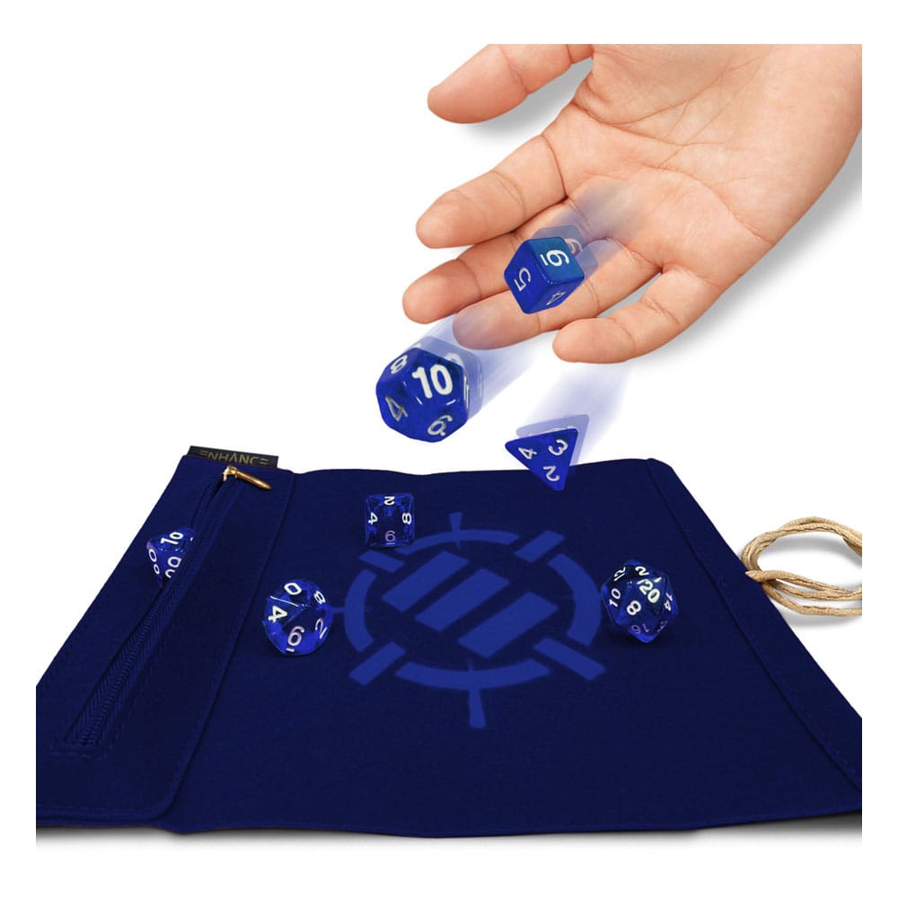 Enhance Tabletop Roll on a Scroll Sac avec dés Bleu