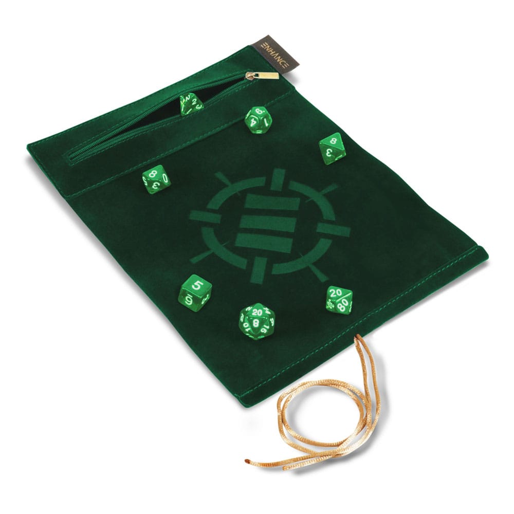Enhance Tabletop Roll on a Scroll Sac avec dés Vert