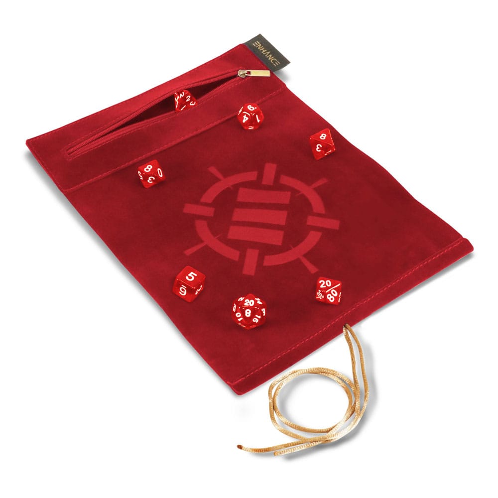 Enhance Tabletop Roll on a Scroll Sac avec dés Rouge